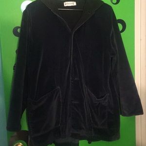Velvet hooded coat